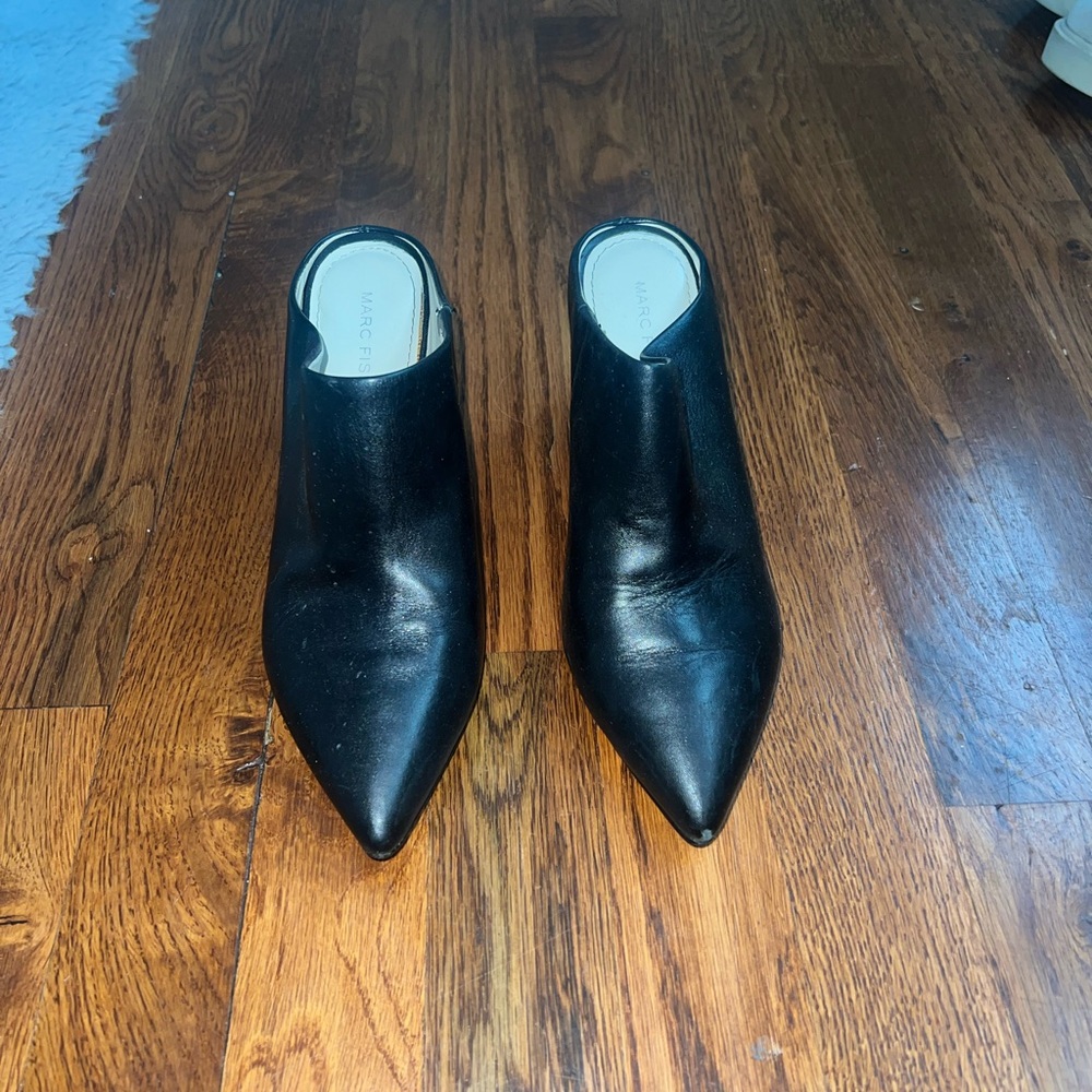 Marc Fisher Black Pointed Toe Mules
